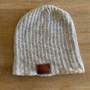 Love Your Melon Knit Beanie in Gray and White